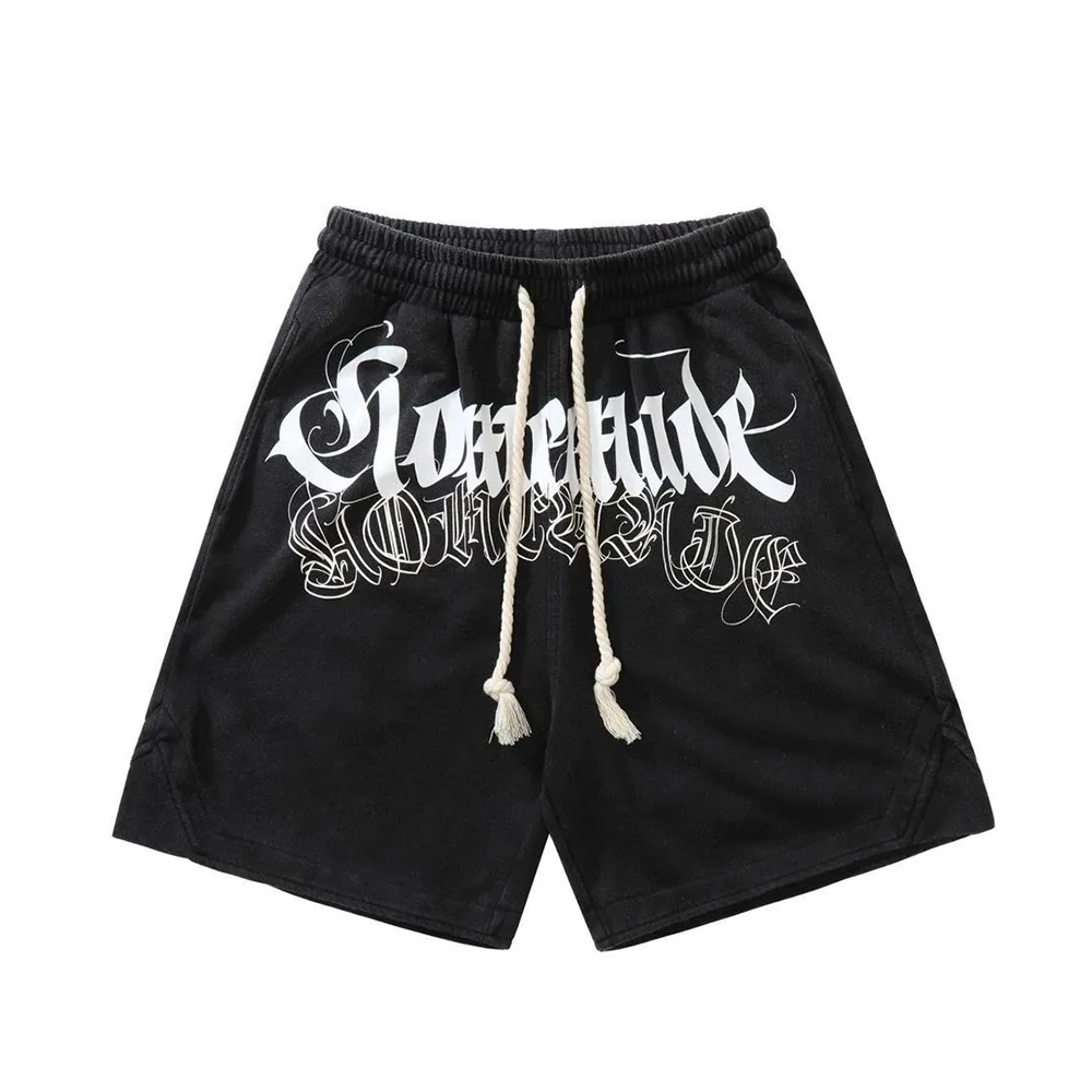 Street Casual Sports Chicano Tattoo Shorts Men\'s Summer New American Retro Loose Y2K Hip-hop Basketball Five-point Pants