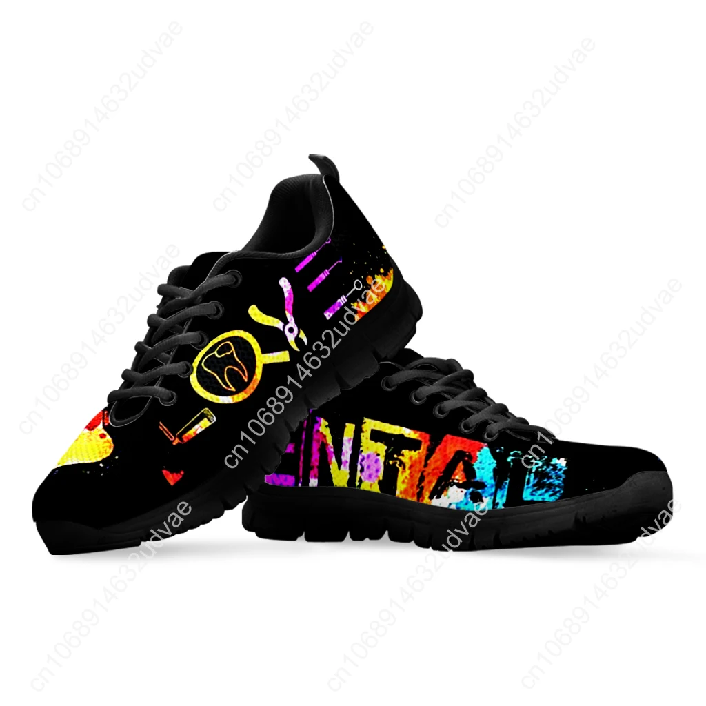 New Casual Men Lace Up Flats Sneakers Cute Cartoon Galaxy Dental/Tooth/Dentist Print Women Shoes Brand Footwear Flat