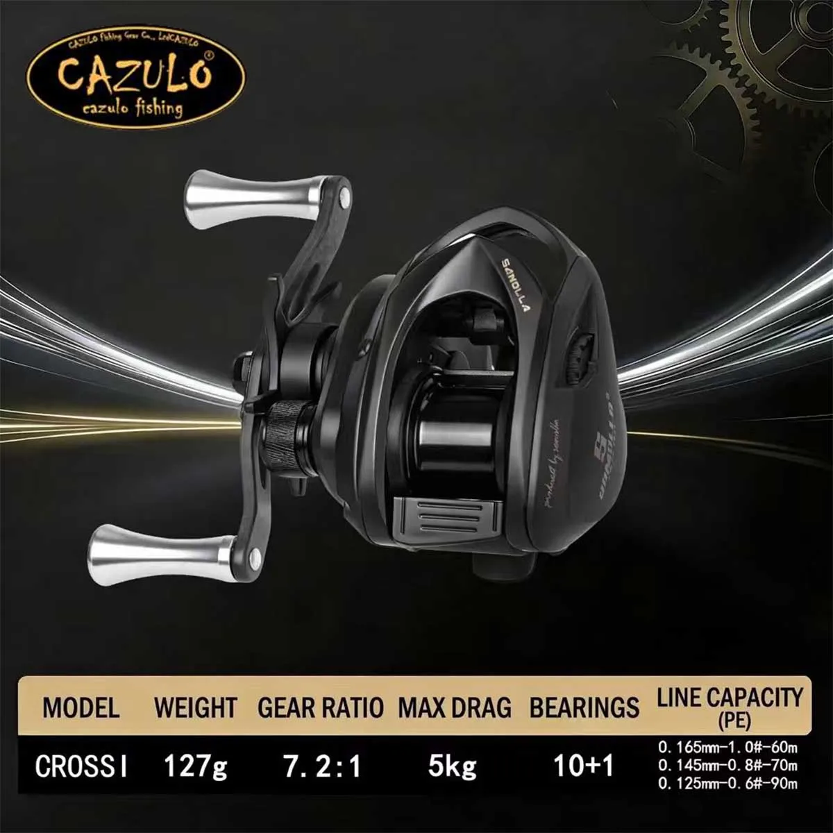 CAZULO CROSSI 127 g, ultraleicht, Übersetzungsverhältnis 7,2:1, maximale Belastbarkeit 5 kg, leichte Angelrolle zum Spinnfischen in Süßwasser und Salzwasser