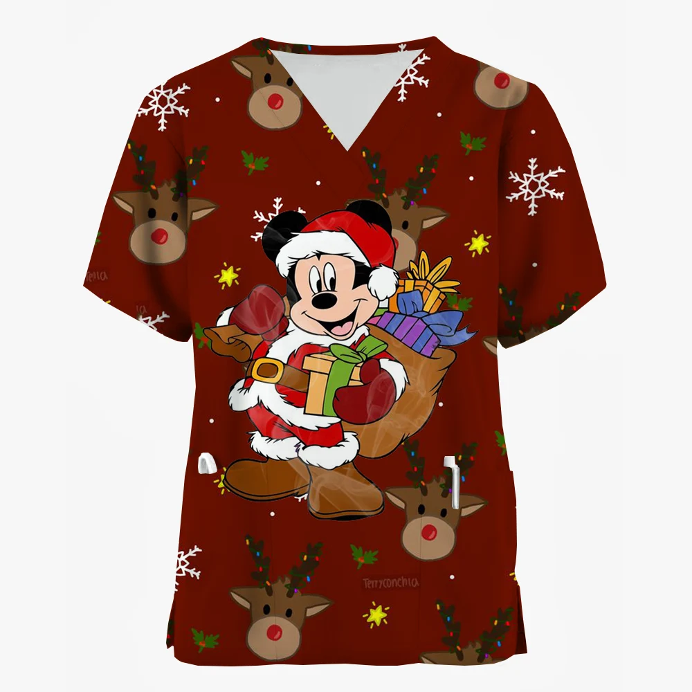 Disney tureMouse-Uniforme médical conviviale ré pour femme, accessoires d'infirmière, vêtements d'hôpital, vêtements de travail clinique dentaire, joyeux Noël