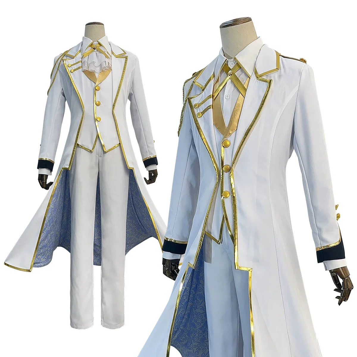 

Cosplay Blue Lock Anime NAGI Cosplay Costume Wig Angels and Demons Series Coat Pants White Uniform Rose Net Cos Convention