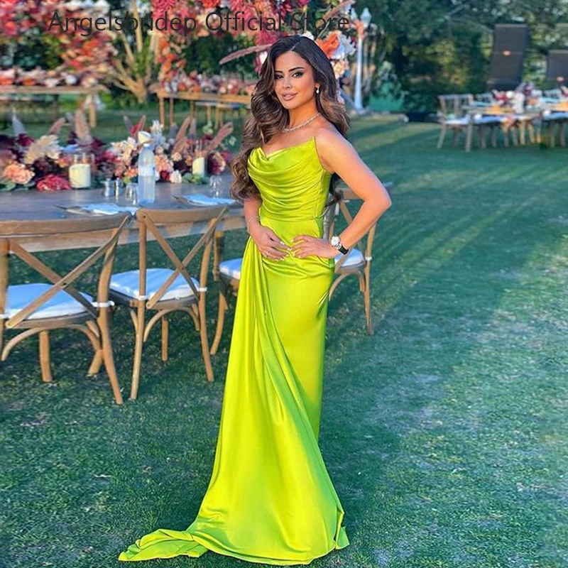 

Angelsbridep Elegant Prom Dresses Lemon Green 2023 Mermaid Abendkleider Dubai Stain Evening Dress Robes De Soirée Party Gowns