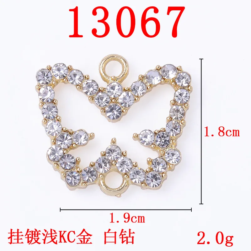 50PCS 18*19mm Gold tone Alloy Material Crystal/Pearl Butterfly Connector Charm for Earring DIY handmade Jewelry Making Wholesale