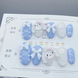 Sanrio Hellokitty Mymelody Kuromi Cinnamoroll nuova bambola dei cartoni animati adesivi per unghie 3D fatti a mano ragazza cuore adesivi per unghie indossabili