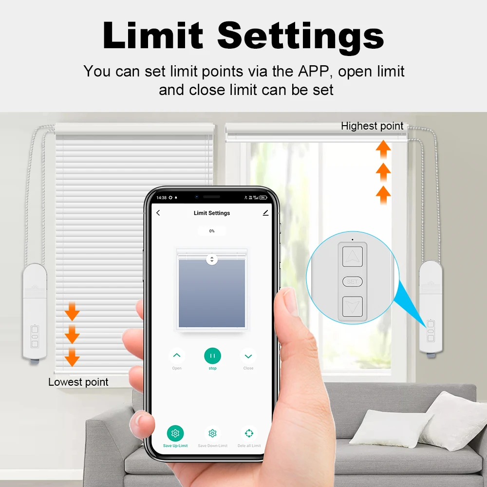 Tuya WiFi الذكية بمحركات سلسلة زيبرا الستائر الدوارة المحرك التلقائي مصراع الظلال التحكم الصوتي عن بعد ل Alexa Google Home