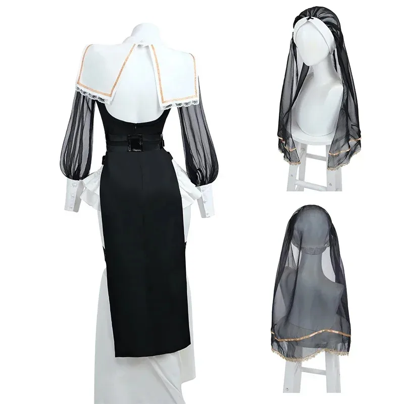 Rolecos cosplay traje feminino uniforme conjunto-festa roupa de halloween adulto freira vestido preto vestuário masquerade mostrar traje;3,k8't,