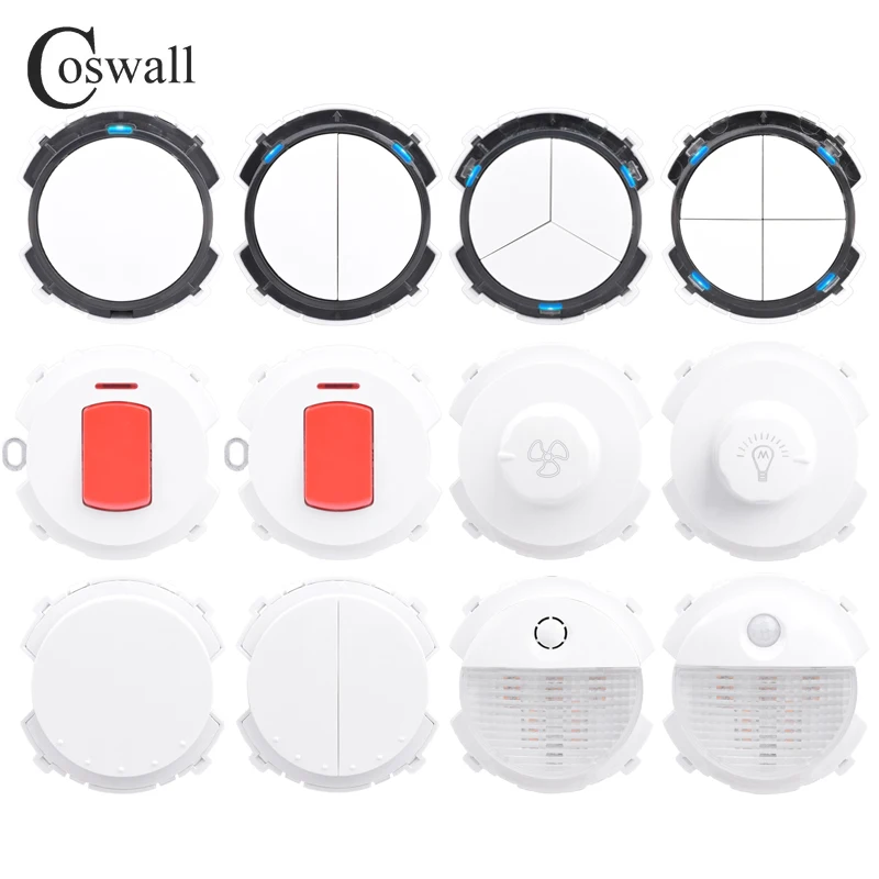 COSWALL R11 Series White Pulse Push Button Dimmer 20A Water Heater Footlight Intermediate Wall Light Switch Switched DIY Module