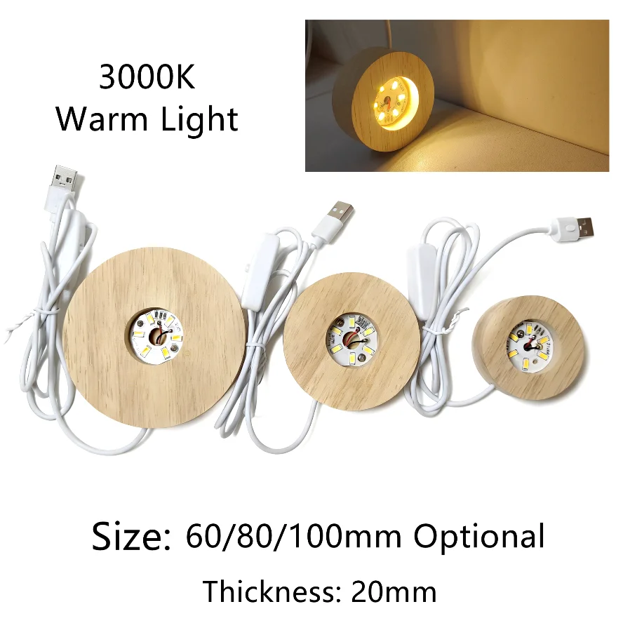 USB-schakelaar Desktop Decoratieve verlichting Dimbaar Houten Kleurrijk Gradiënt Afstandsbediening Lichtbasis Display Licht Ondersteuning Ornament - afbeelding 1