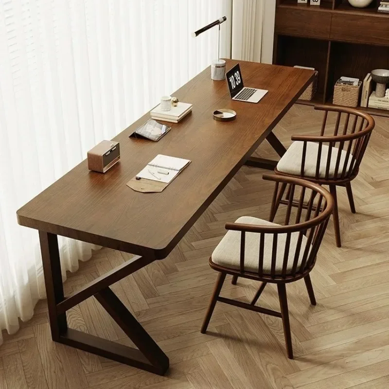 American walnut desk, double long computer, home study, wall writing desk