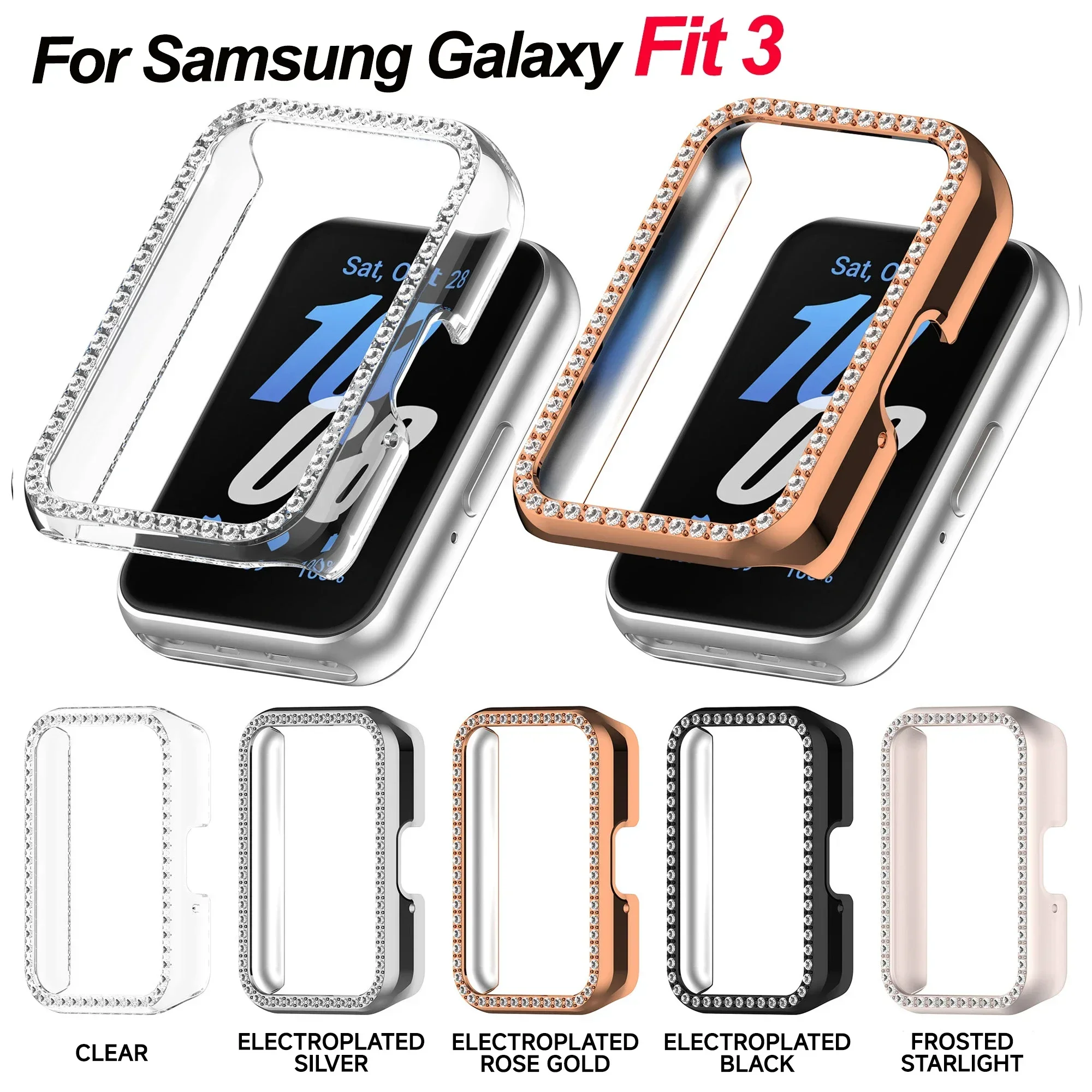 Bumper Bling Case for Samsung Galaxy Fit 3, Crystal Shining Rhinestone PC Protective Frame (No Screen Protector)