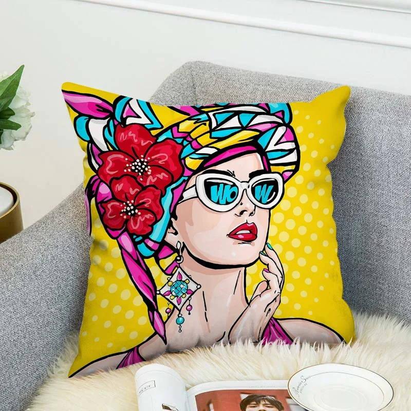 Pop Art  Luxury Pillow Cover Cushion Covers For Bed Pillows Car Sofa 45*45 Decor Home Throw Pillowcase 45x45 Cushions