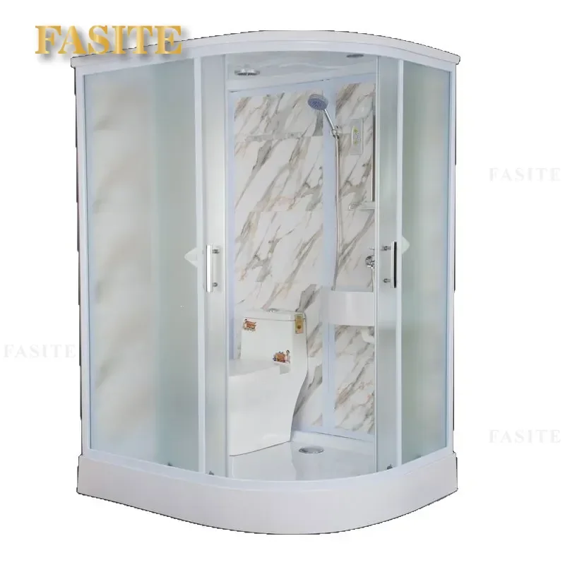 for Fan-shaped Curved Integral Shower Room Bathroom Integrated Household Bath Tempered Glass Dry and Wet Separation