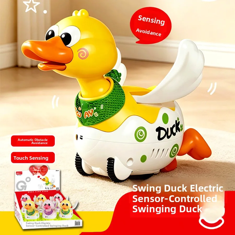 Electric Sensor-acivated Automatic Avoidance Swinging Duck With Lights And Music, Cute And Educational Toy Duck