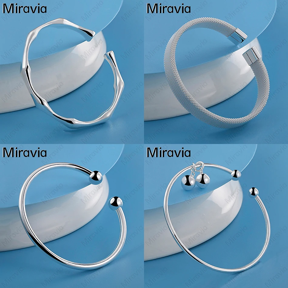 

Miravia 925 Sterling Silver Mesh Solid Open Bracelet Women Noble Elegant Anniversary Gift Jewelry