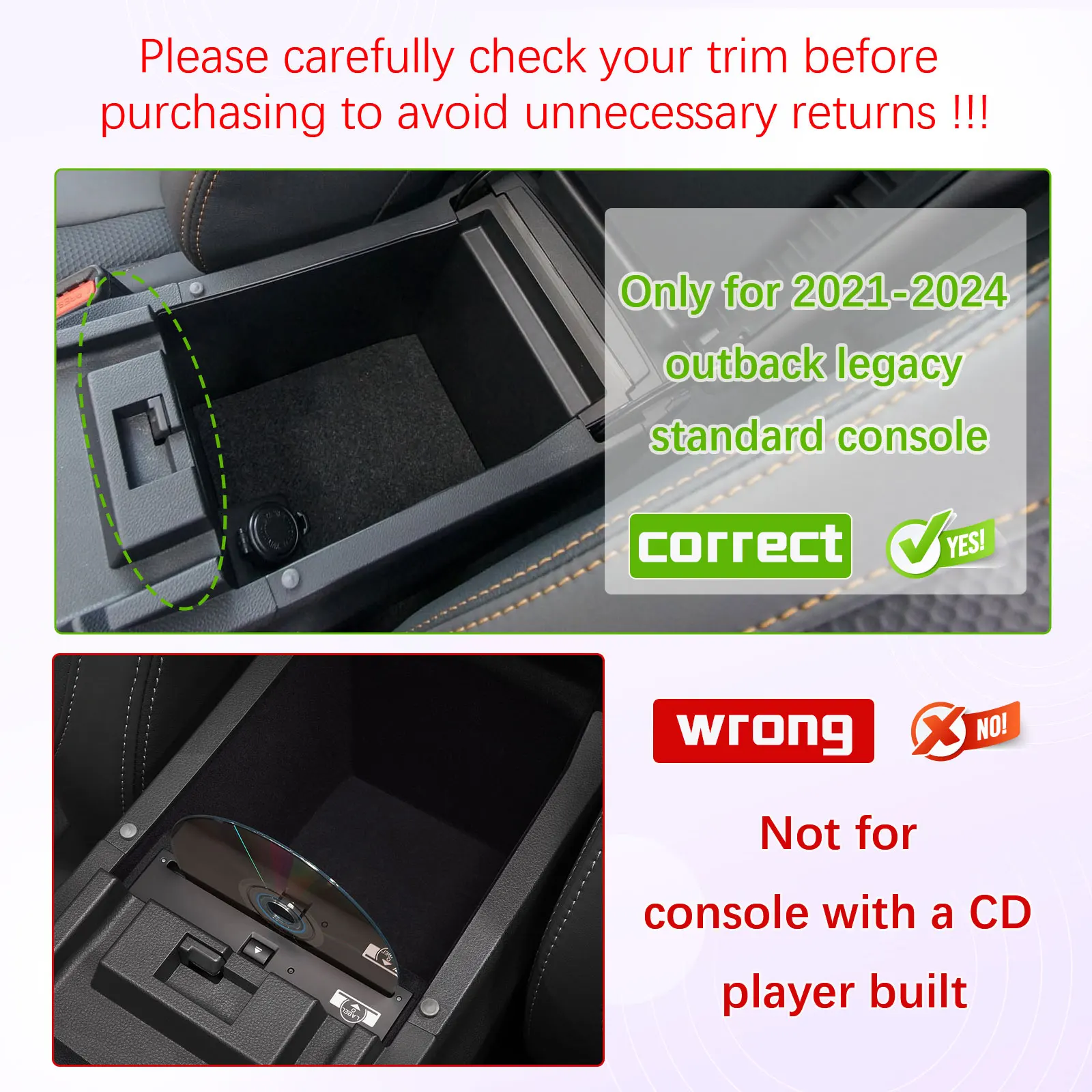 منظم وحدة التحكم المركزية لـ 2020-2024 2025 سوبارو Outback & Legacy مسند الذراع صندوق تخزين داخلي ملحقات صينية تخزين السيارة #4