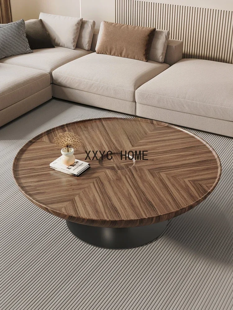 

Solid Wood round Coffee Living Room Home Modern Cream Style Walnut Table