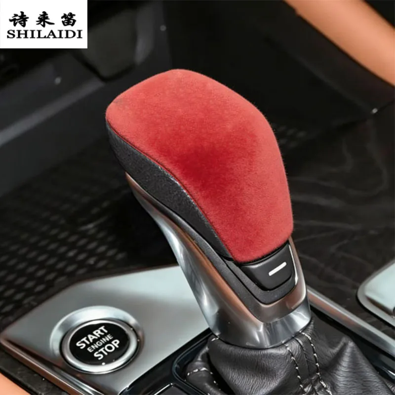 Suede leather Car Wrapping ABS Gear Shift Knob Head For Nissan Teana Sylphy Kicks 2019-2024 handle Cover Sticker Accessories