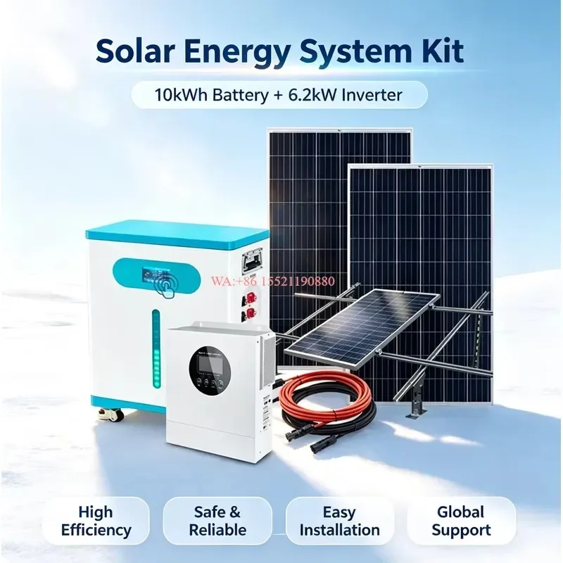 WMWMNU for Solar Panels with Battery and Inverter Home Solar Energy System Kit 10kWh Lithium Ion Battery 6.2kW MPPT Inverter