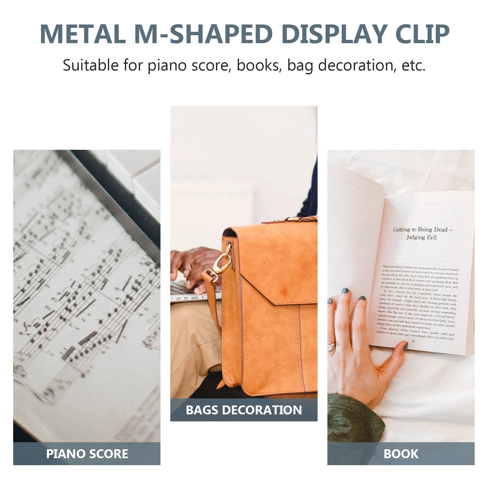 

3 Pcs Bookend Bookmarks Creative Page Holder Sheet Music Score Stainless Steel Letter Reading