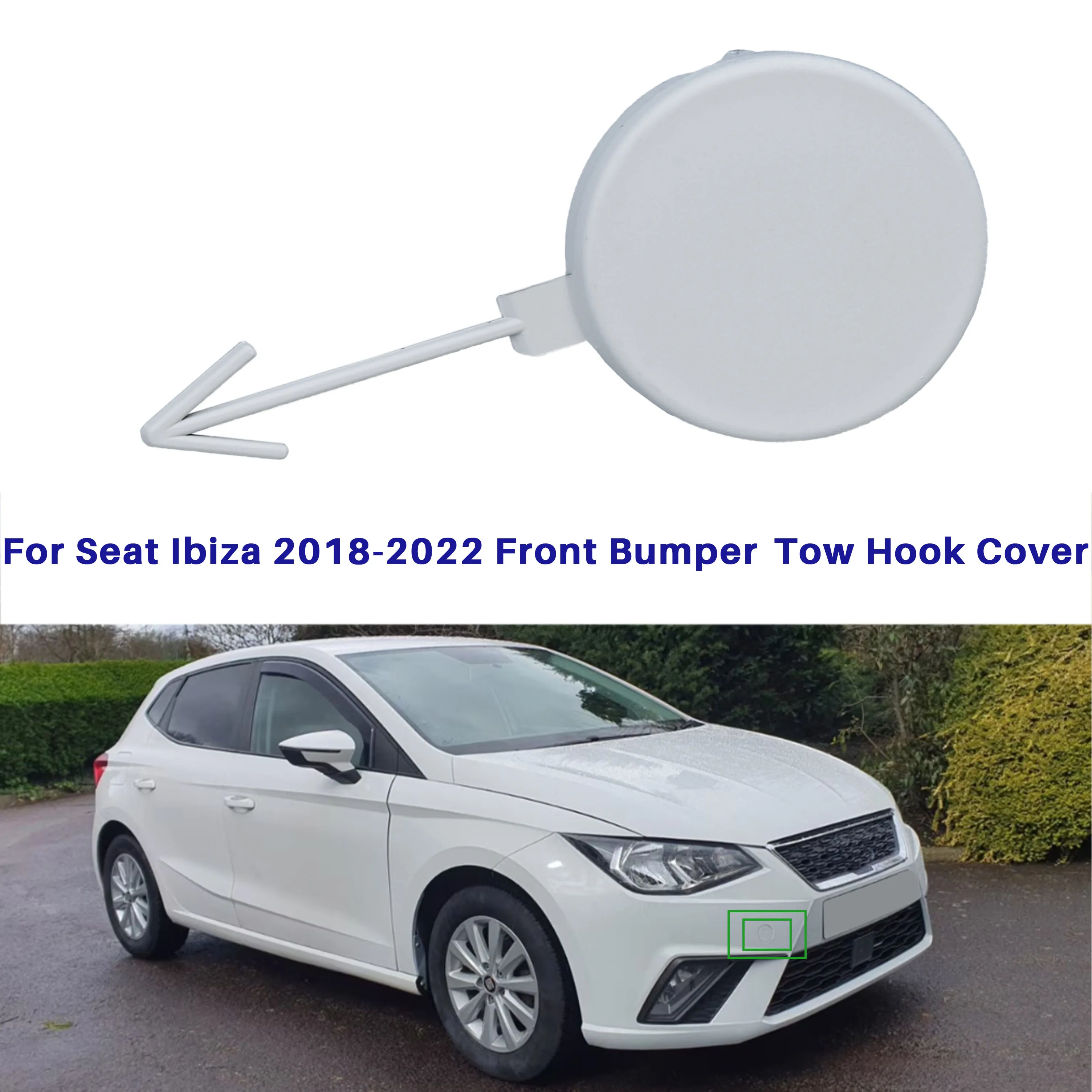 

For Seat Ibiza 2018 2019 2020 2021 2022 Front Bumper Tow Eye Hook Cap Towing Cover 6F0807241 Unpainted