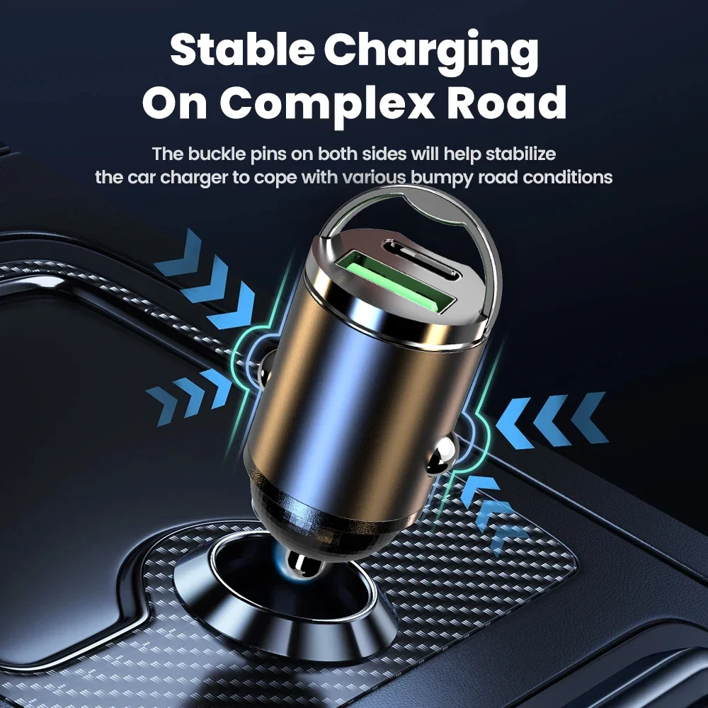 Car Super Fast Charging Car Charger Suitable For Type-c/USB Super Fast Charging MINI Invisible Cigarette Lighter Conversion Plug