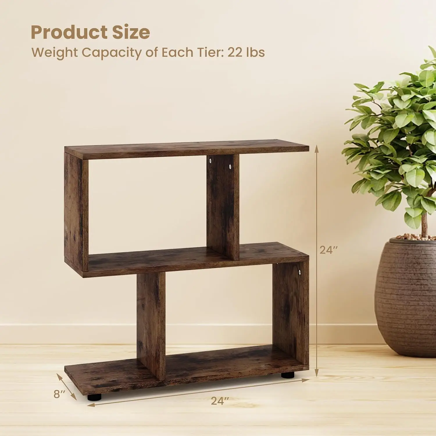 2 Tier Geometric Bookcase, 24