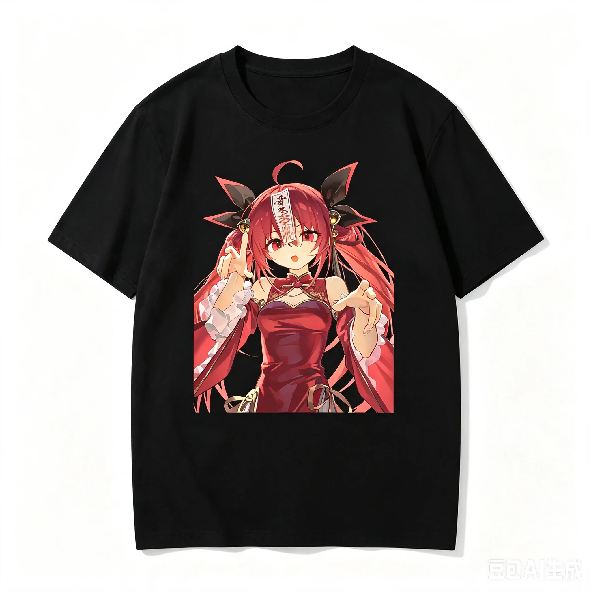 Kotori Itsuka Zombie Cheongsam Bust Anime Frame Graphic Crew Neck Short Sleeve Women And Men T-Shirt