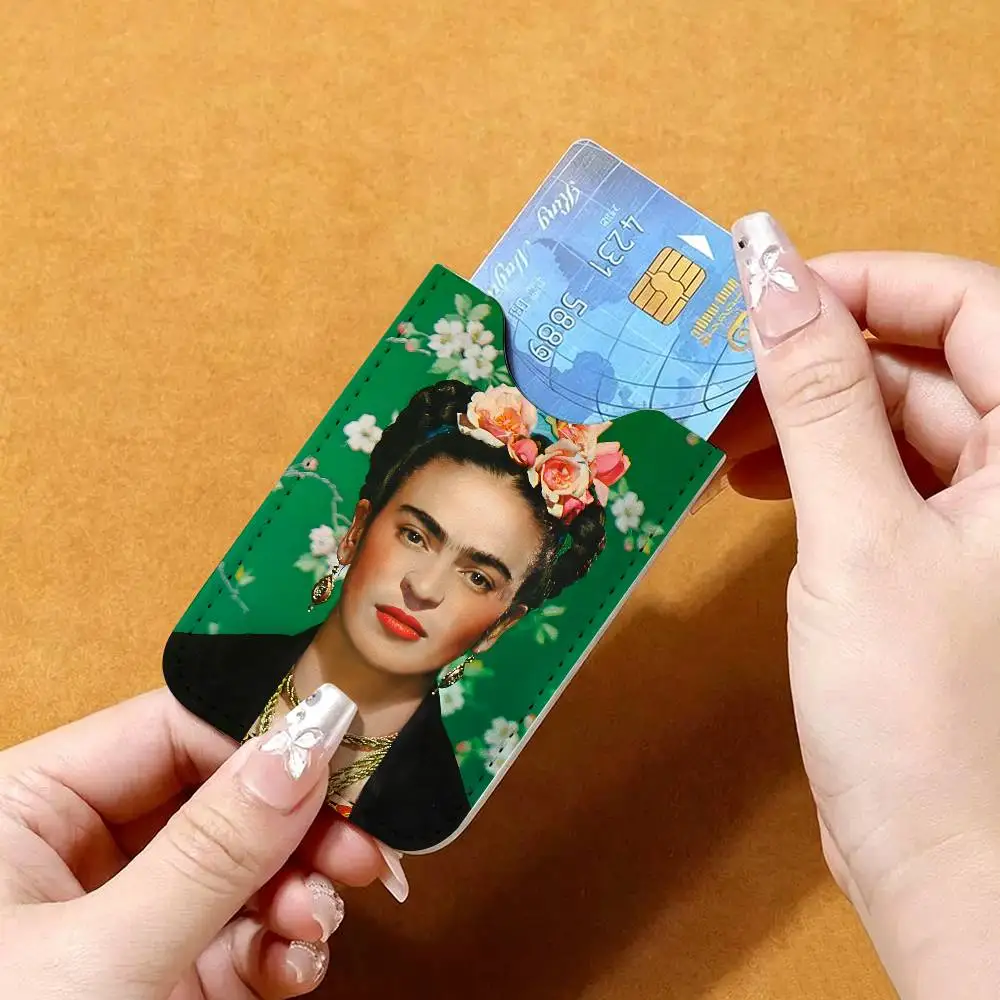 F-Frida K-Kahlo Light and thin mini bag small and portable bus card protective leather case for men and women