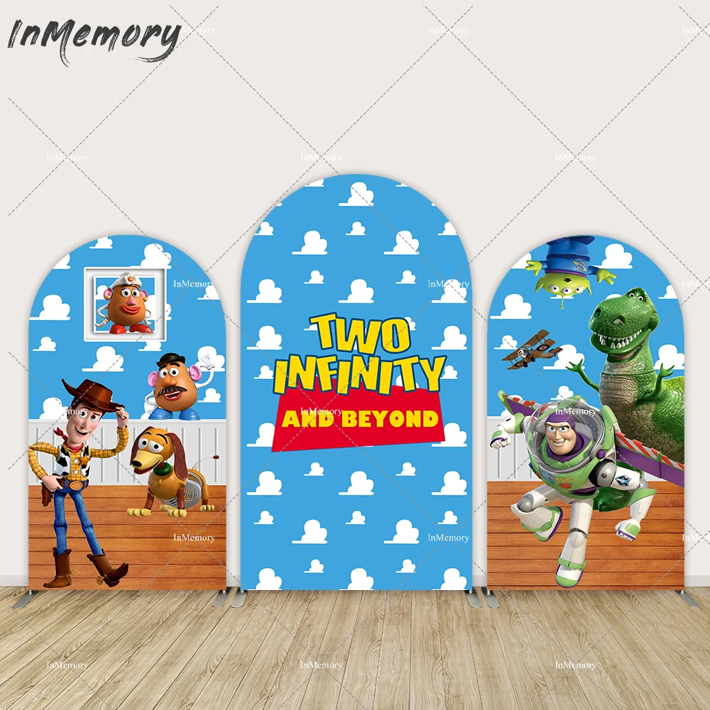 

Toy Story Arch Cover Backdrop for Boy Birthday Decoration Party Supplies Banner Cartoon Buzz and Woody Arched Photo Background