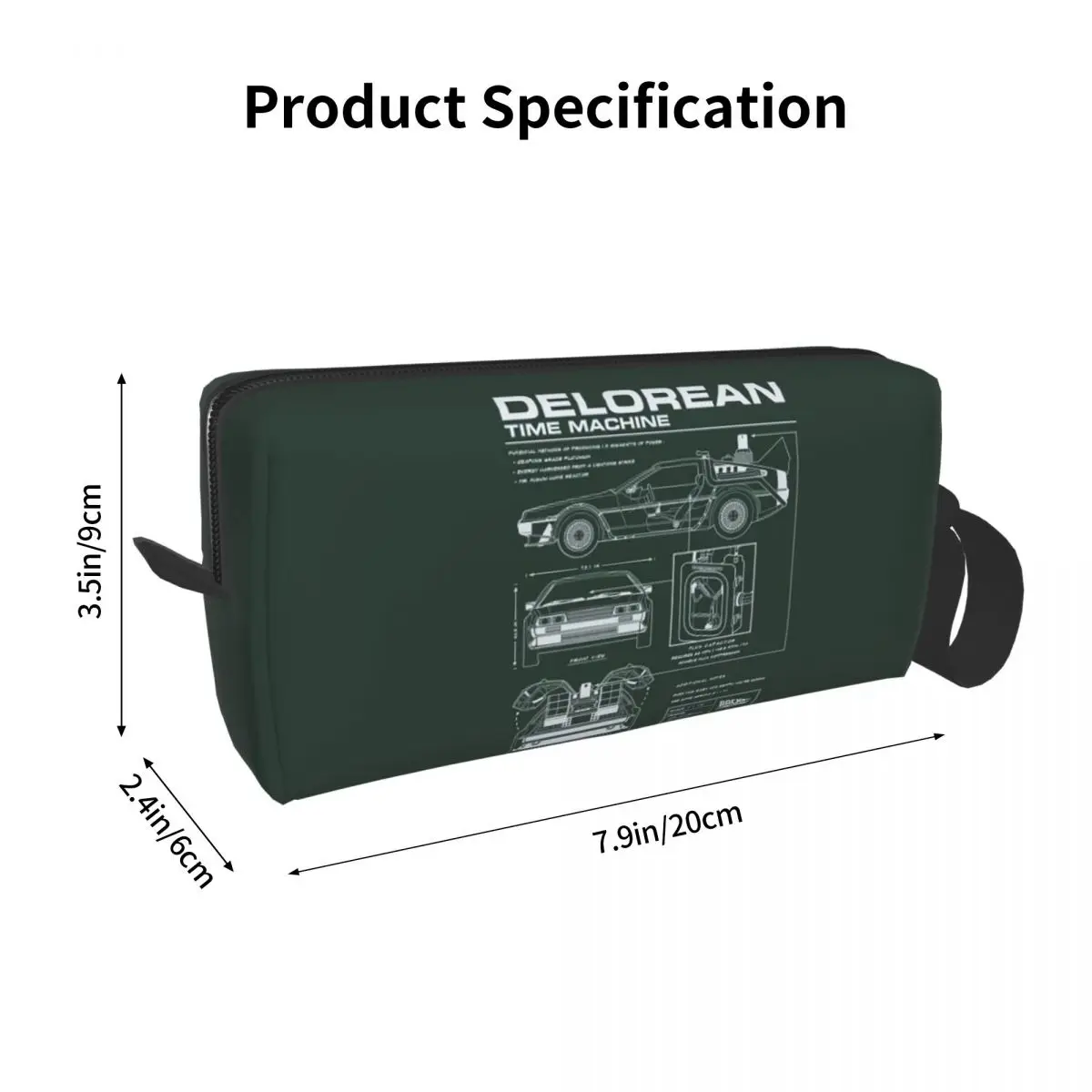 DeLorean Time Machine Back To The Future Pencil Case for Studen Pen Box Pencil Bag Stationery Supplies Women Organizer Pouch