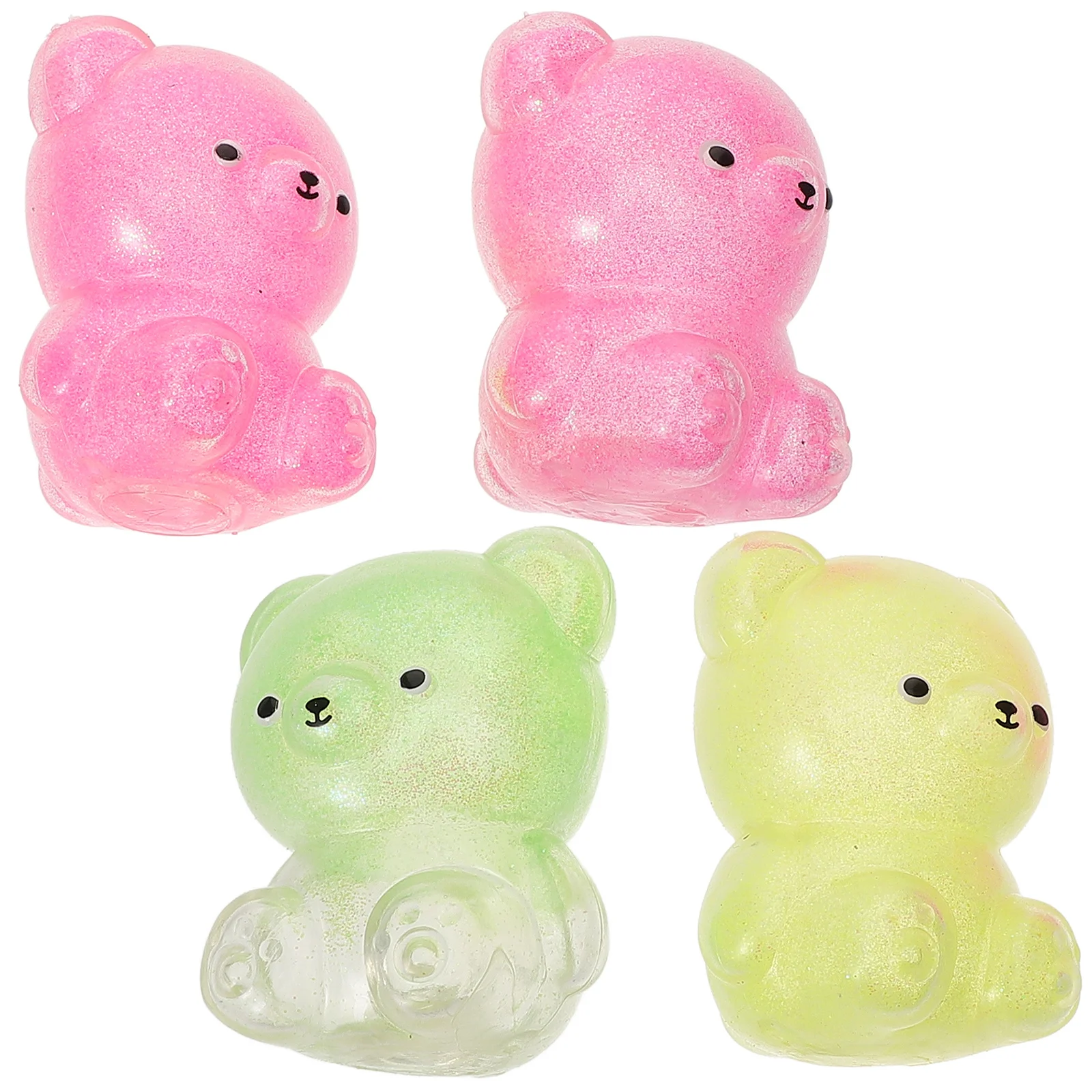 4 個のクマのスクイーズ ストレス解消 耐久性のある 柔軟な弾性のある カラフルな混合色の動物のスクイーズ 感覚的 コンパクトで楽しい 伸縮性のある
