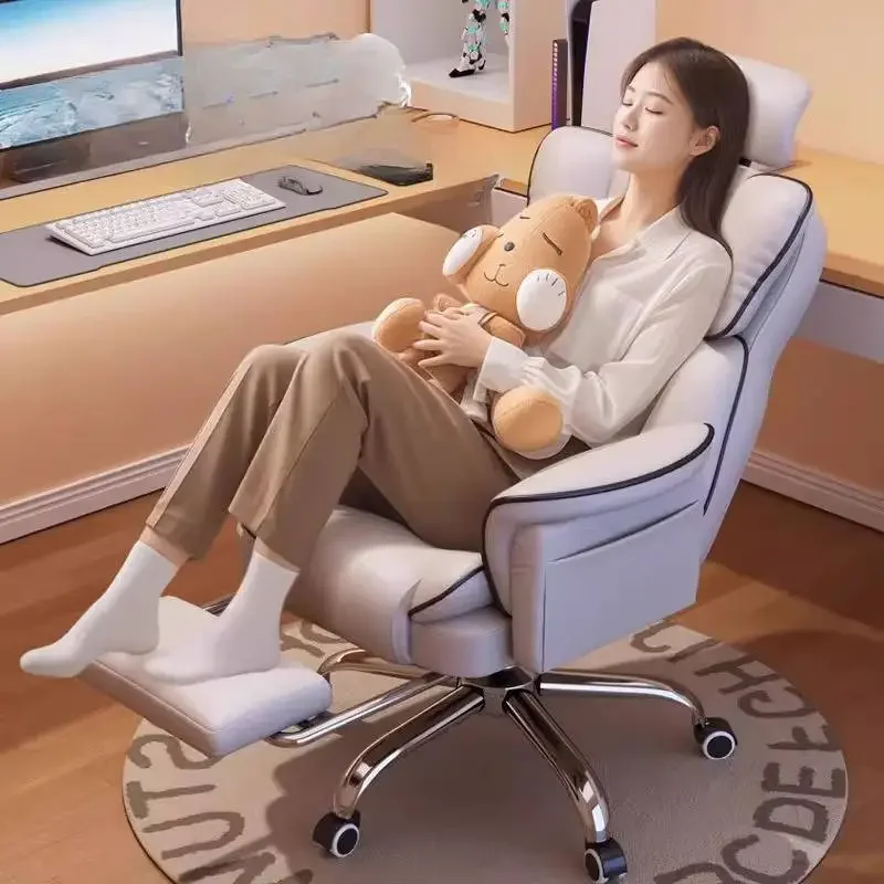 &Nordic Headrest Office Chair Upgrade Back Cushion Wheels Designer Computer Chair Relaxing White Bureau Stoel Office Furniture
