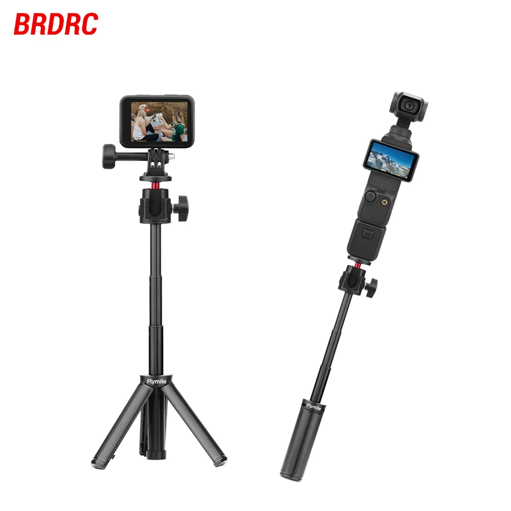 Flymile Selfie Stick Tripod for GoPro 13 12 11 10/Pocket 3/Action 5 Pro/Insta360 Extendable Portable Vlog Mini Tripod Accessory