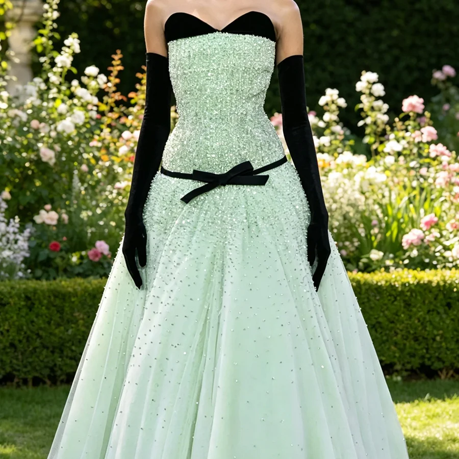Elegant Candy Color Sequined Beads Sleeveless Sashes A-Line Formal Evening Dresses Birthday Party Prom Gowns Customized