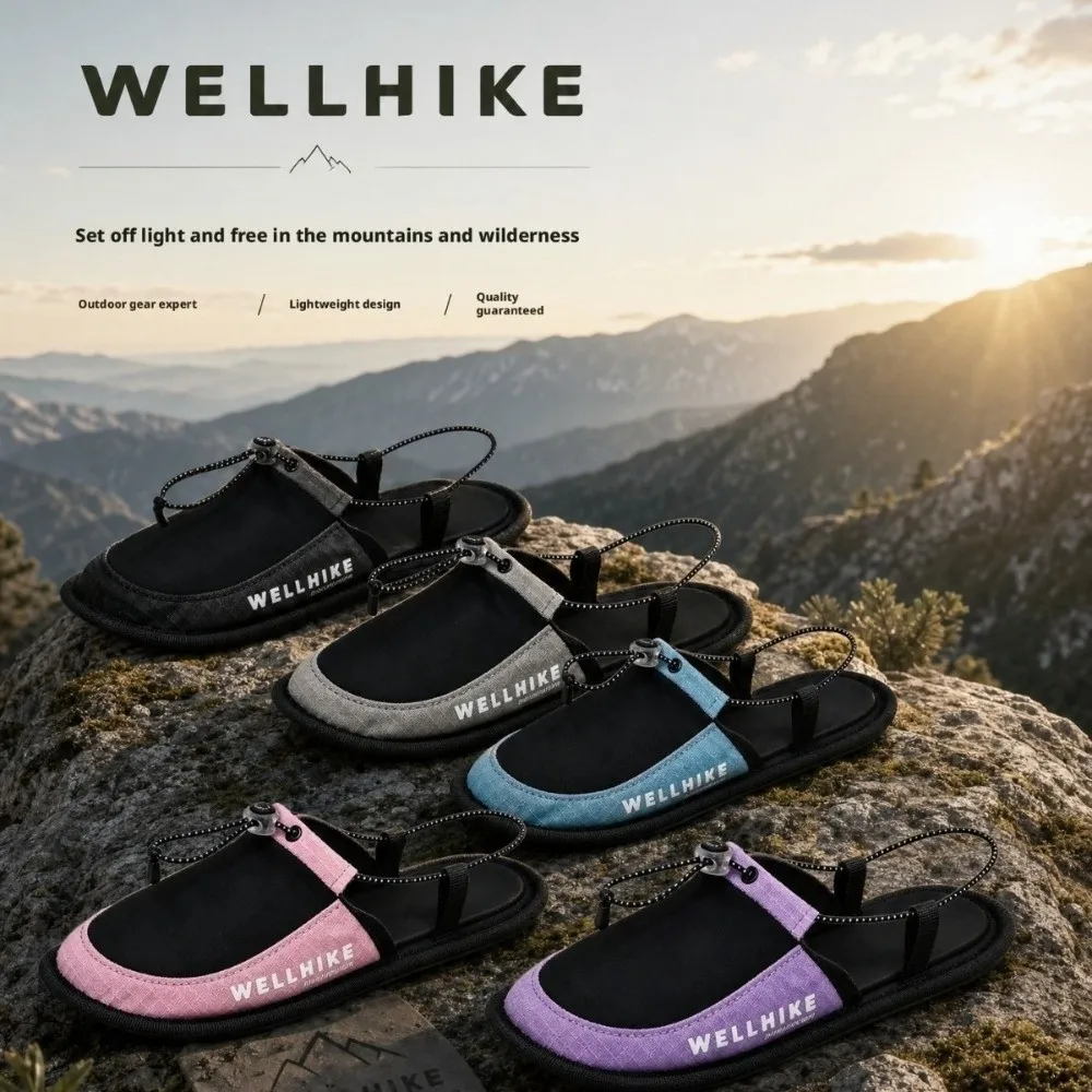 1 Pair Non Slip Travel Slippers Ultra Light Foldable Camp Slippers Water Friendly Breathable Nylon Beach Slippers Hotel Stay