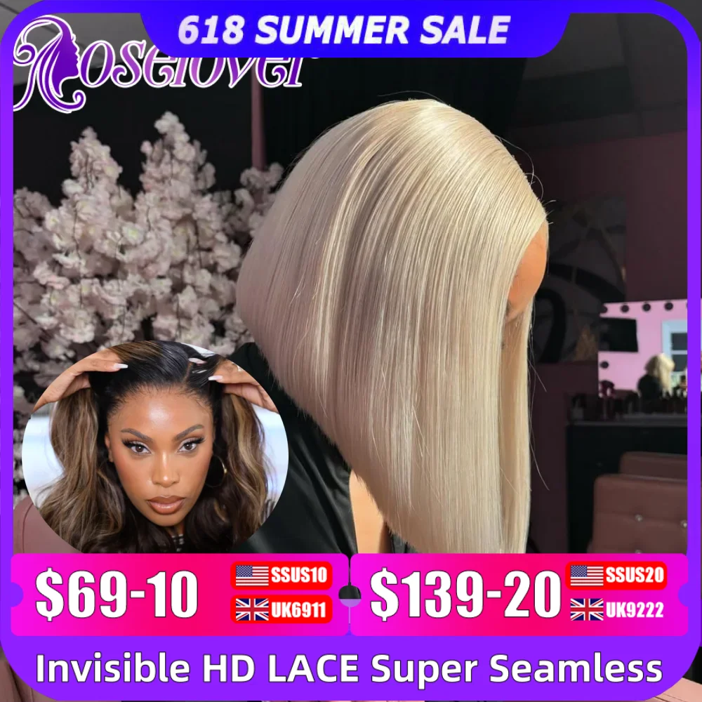 

ROSELOVER 16Inch 5x5 Bob Wig Human Hair Invisible Real HD Lace Closure Wig Wear to Go Glueless 613 Blonde Color 250% for Woman