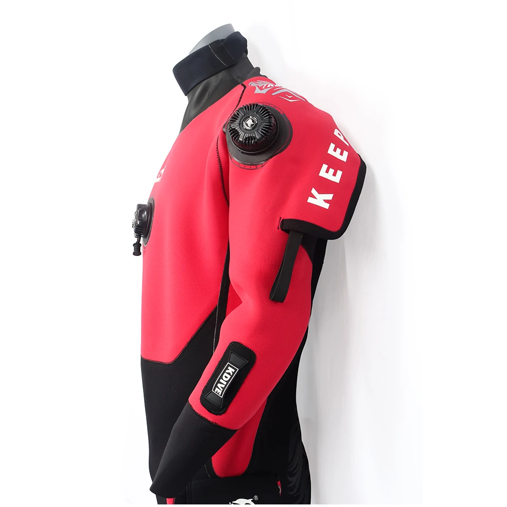 High Quality Red Men Neoprene Waterproof Drysuit Scuba Diving Dry Suit with Boots