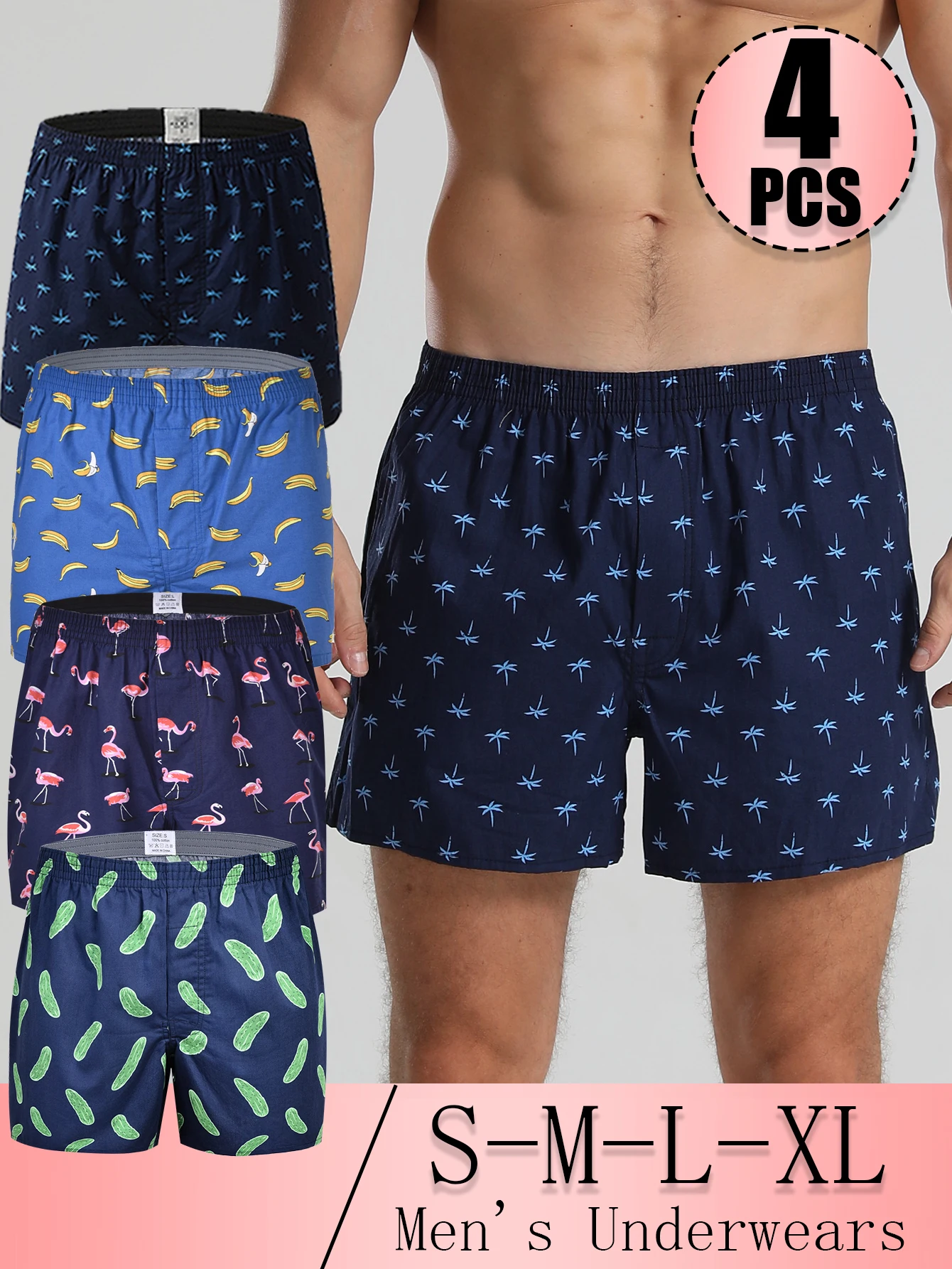 4PCS Men'S High-Waisted Hip-Lifting Boxer Briefs - Stretchy Soft Breathable Underwear With Adjustable Elastic Waistband, Plaid Grid Pattern, Multi-Color Options For Running, Workouts & Casual Wear, Modern Grid Pattern | Highelasticity Fabric