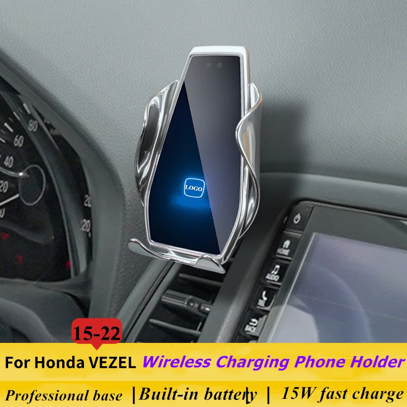 

For Honda VEZEL 2015-2022 Car Phone Holder 15W Qi Wireless Car Charger Stand for iPhone Xiaomi Samsung Huawei Universal