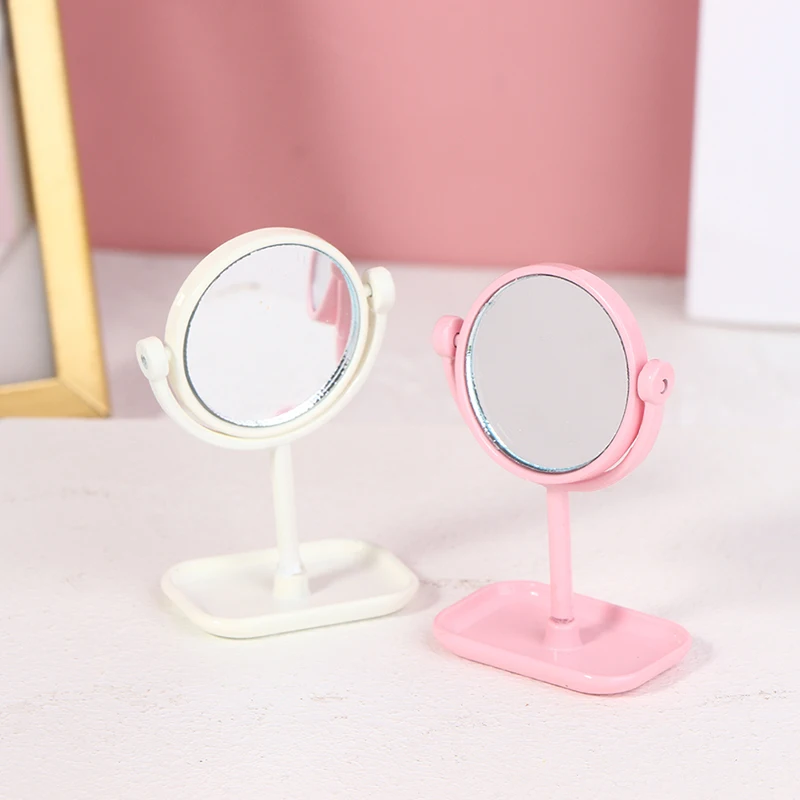 1/12 Dollhouse Mini Dressing Mirror Golden Frame Makup Mirror Model Simulation Fitting Room Furniture Supplies Ornaments