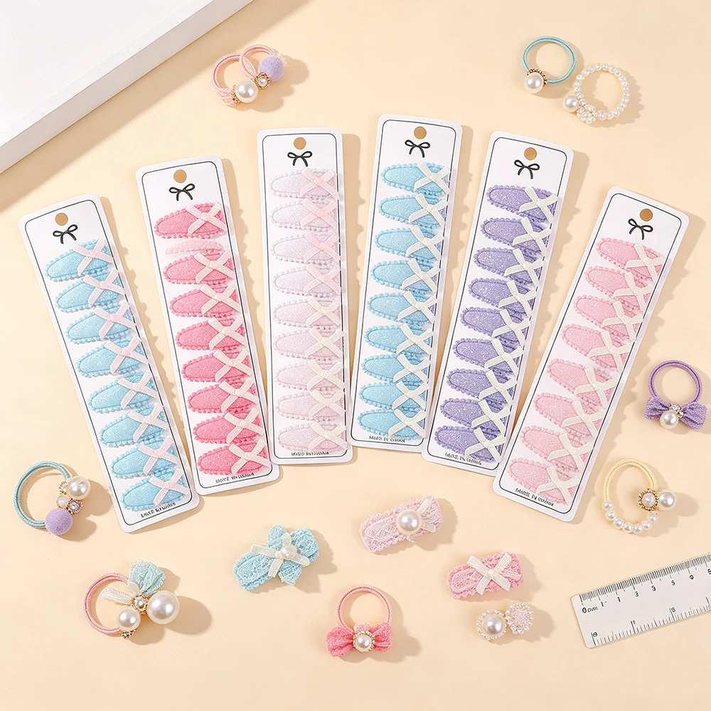10 Stück Süße Mini-Schleifen Glitzer-Haarspangen Set Einfarbige Haarnadeln Mädchen-Seitenhaarschmuck für den Alltag und Fotoshootings