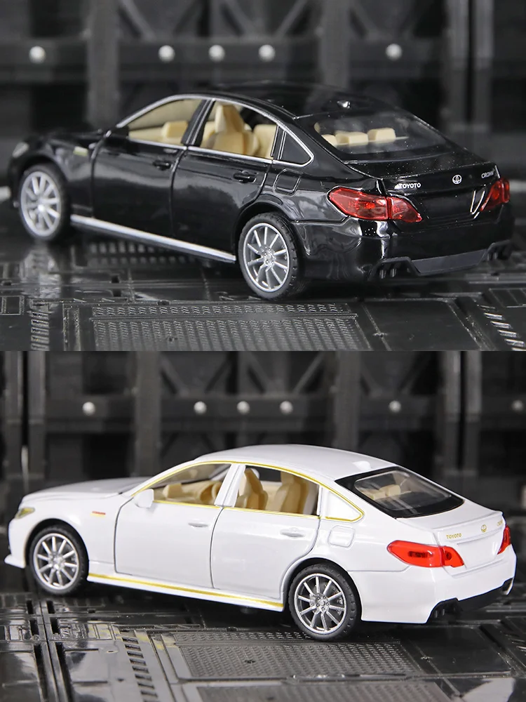 1:32 Toyota Crown Alloy Auto Model Diecasts & Speelgoedvoertuigen Metalen Speelgoedauto Model Simulatie Geluid Licht Collectie Kids Cadeau