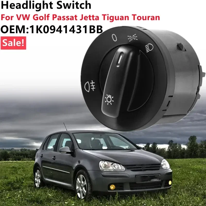 Headlight Control Switch Fog Light Knob For Volkswagen VW Golf MK5 MK6 Passat B6 Jetta 5 6 Tiguan Touran Caddy Eos 1K0941431BB