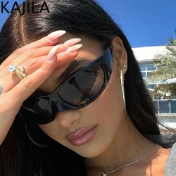 Oversized Y2K Punk Sunglasses Women 2026 Luxury Brand Warp Around Steampunk Sun Glasses for Ladies Shades Vintage Eyewear UV400