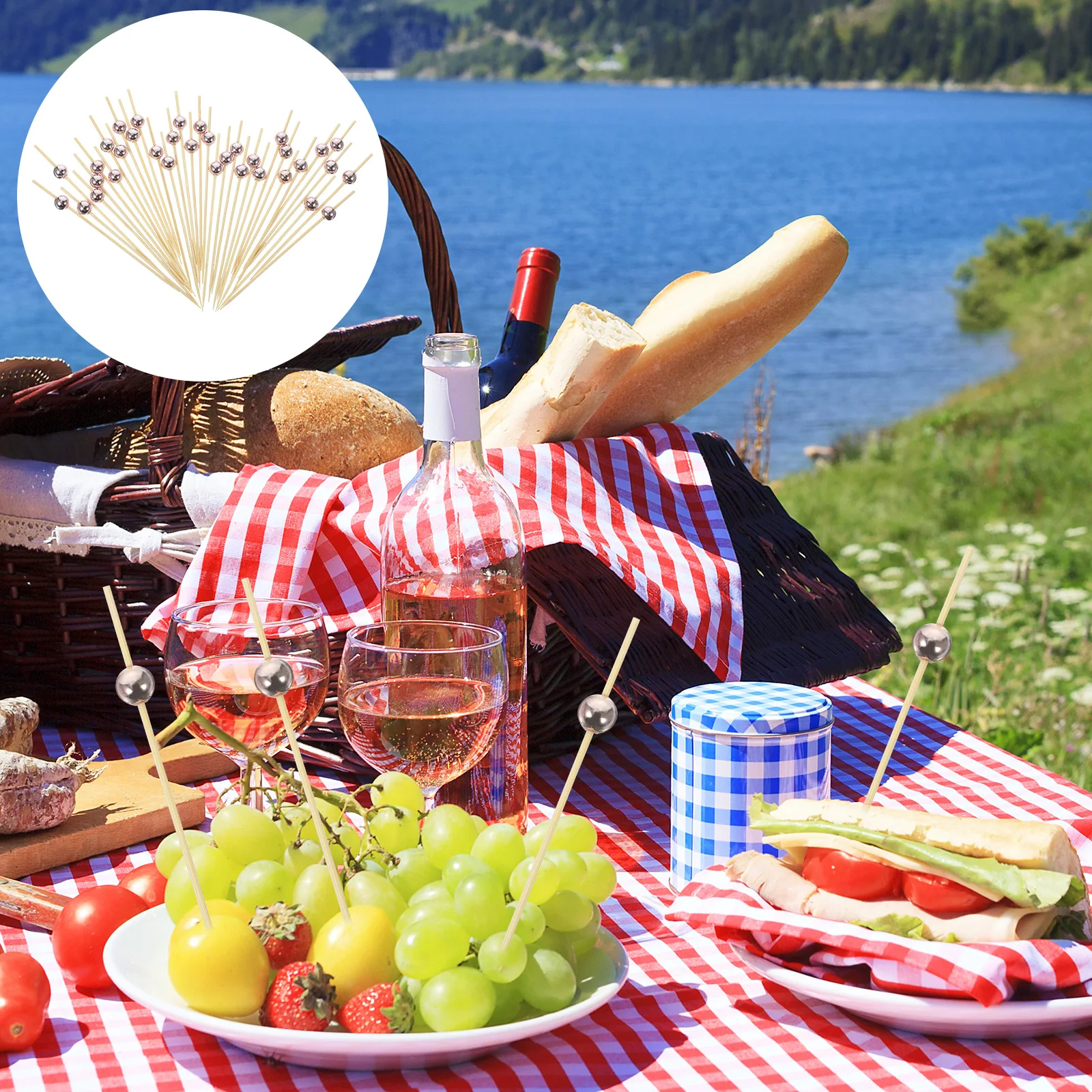 

100pcs Bamboo Cocktail Picks Decorative Food Skewers For Appetizers Fruits Drinks Party Dessert Restaurant Skewer Bamboo