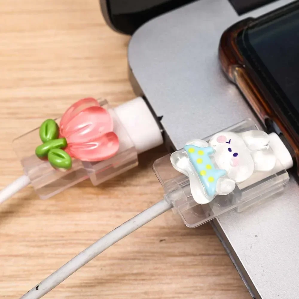 Cute Rabbit Cable Protector Cartoon Charger Protector Cable Winder Organizer Cute Type C Data Line Cord Port Protective Cover