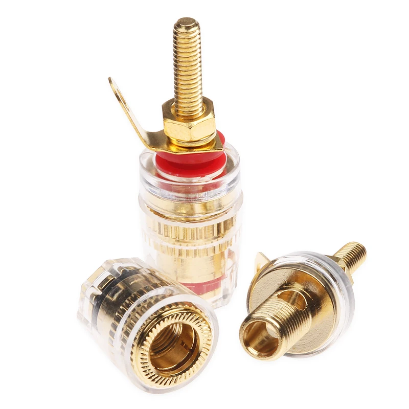 8pcs/lot 42MM Gold Plated Speaker Terminal Binding Post Amplifier Connector Suitable For 4mm Banana Plug High Quality