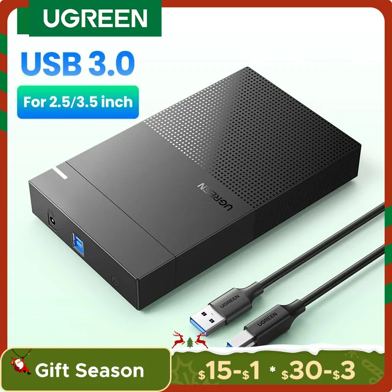 UGREEN HDD Case 3.5 2.5 SATA to USB 3.0 Adapter External Hard Drive Enclosure Reader for SSD Disk HDD Box Case HD 3.5 HDD Case