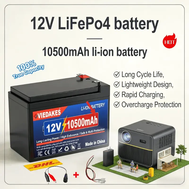 

VIEDAKES 12V Battery LiFePO4 BMS 배터리 With Charger For Outdoor Camping Stable Output Long Cycle Life Safe Durable✈️
