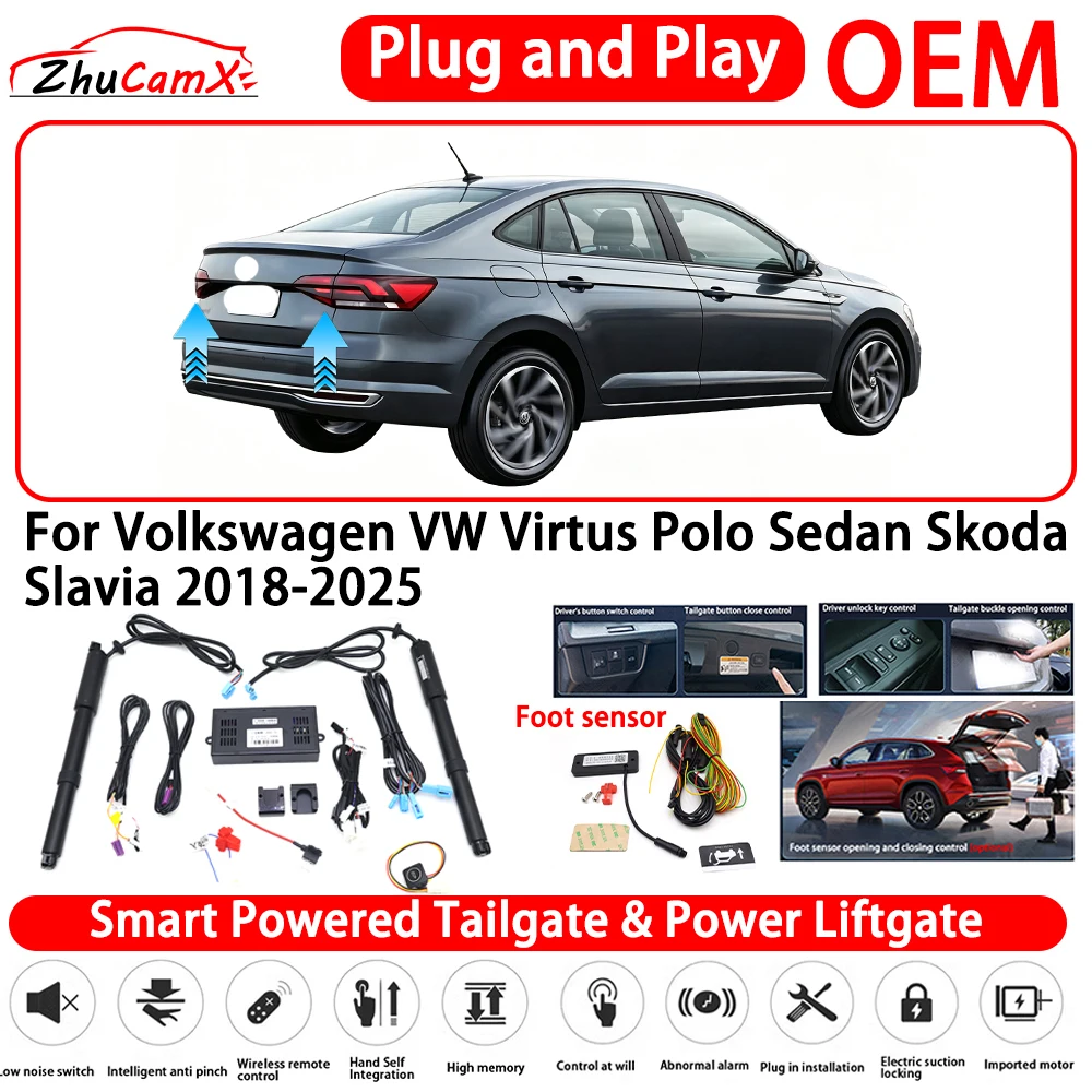 for Volkswagen VW Virtus Polo Sedan Skoda Slavia 2018-2025 Smart Powered Tailgate Power Liftgate Automatic Rear Trunk Tailgate